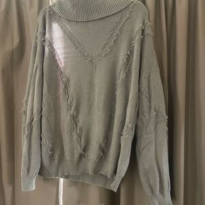Buckle Open back Willow Light Gray Distressed Turtleneck Sweater NWOT